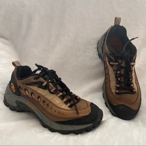 MERRELL Pulse Smoke Womens Shoes Size 9 Hiking Shoes Brown Black Lace Up
